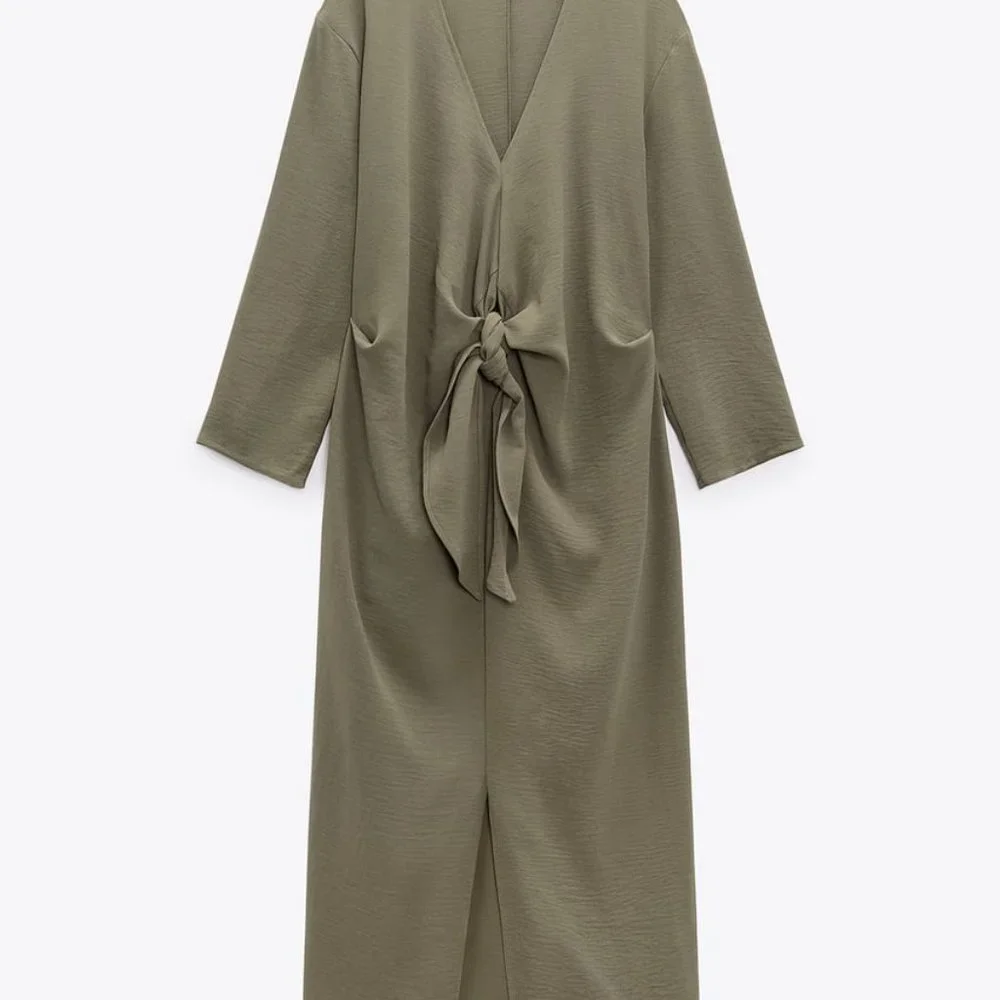 NWT Zara khaki front nkot midi casual dress/Zara loose fitted dress - Picture 6 of 8